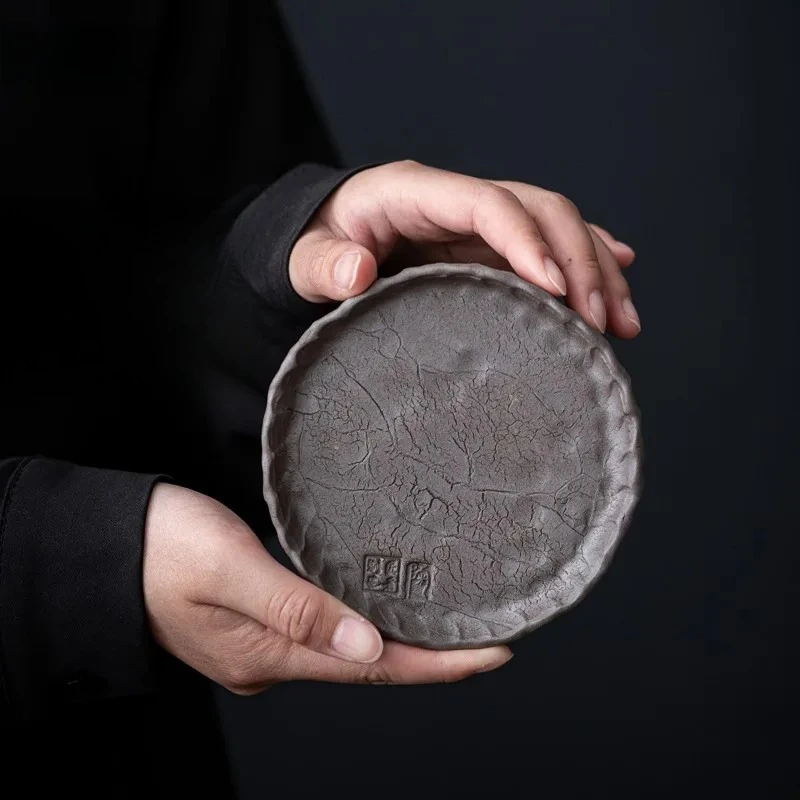Creative Handmade Coarse Ceramics Tea Cup Mat Zen  Tea Table Heat Resistant Tea Cup Coaster Gongfu Tea Set Access
