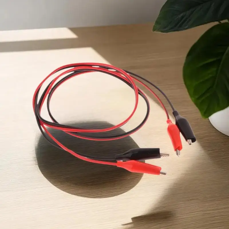 2 szt. Przewody połączeniowe z krokodylkami, długość 1M, 2-żyłowe, 4 klipsy w kolorze czerwonym i czarnym do efektywnych projektów DIY obwodów baterii