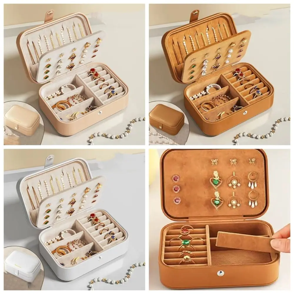 PU Leather Jewelry Packing Bag Divided Grids Multi-function Jewelry Display Box Removable Organizer Earrings Storage Case