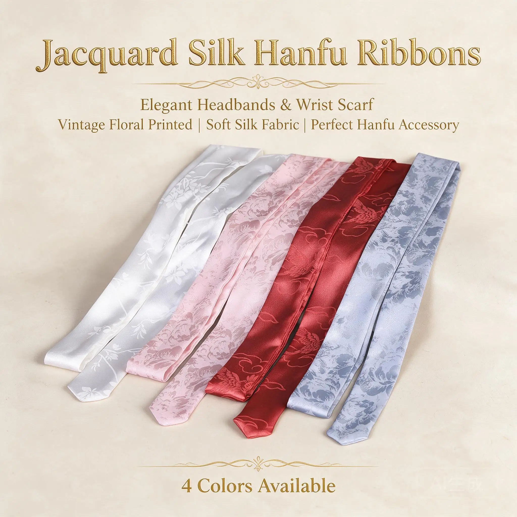 Chinese Style Jacquard Satin Hair Ribbons Hanfu Hair Ties Long Streamers For Women Girls Kids Cosplay Party Daily Use Hair Decor