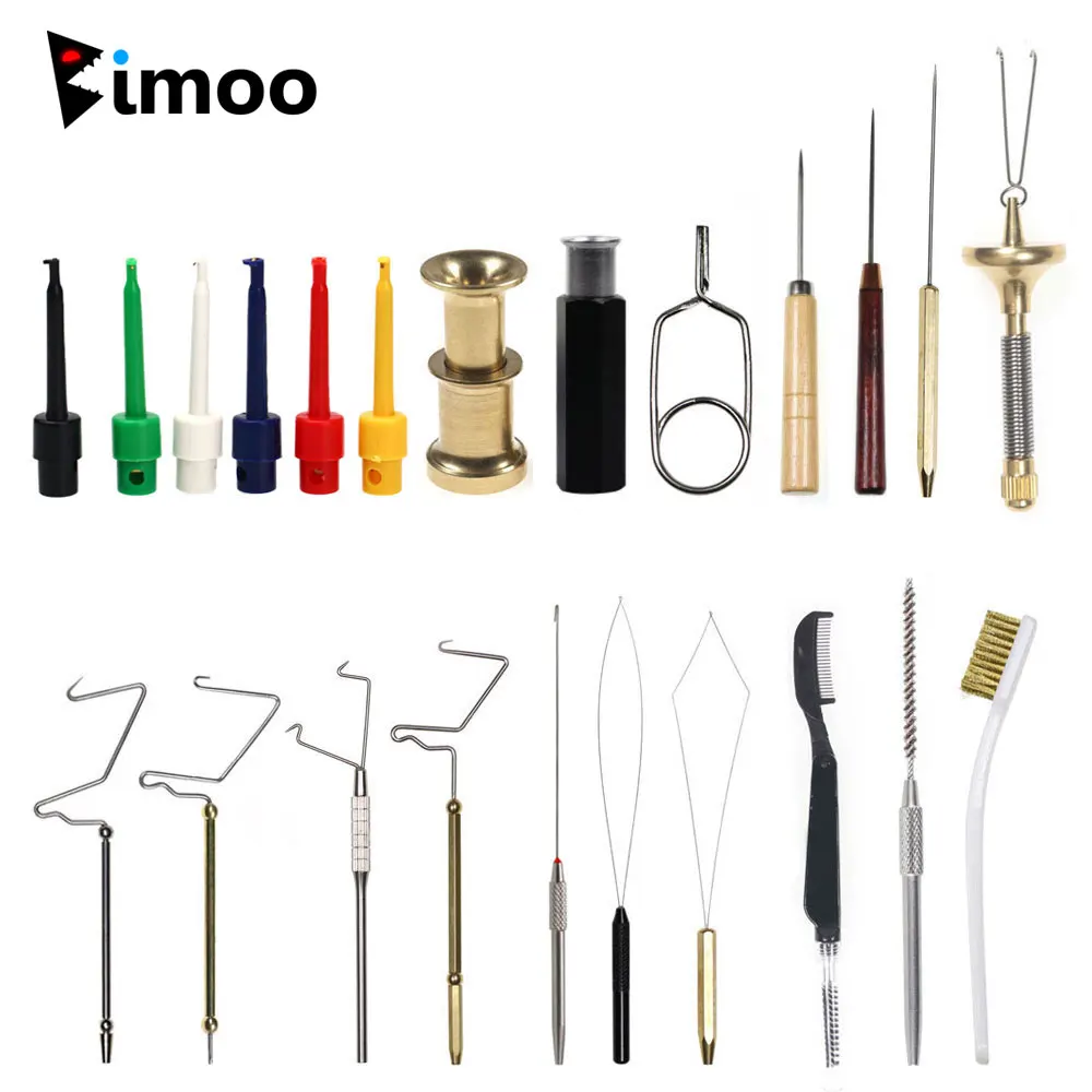 Bimoo Alicates para plumas, Herramienta para atar moscas, Cepillo para dubbing, Enhebrador de bobina, Bandeja de desechos, Peine, Señuelos de pesca, Herramienta para atar ninfas