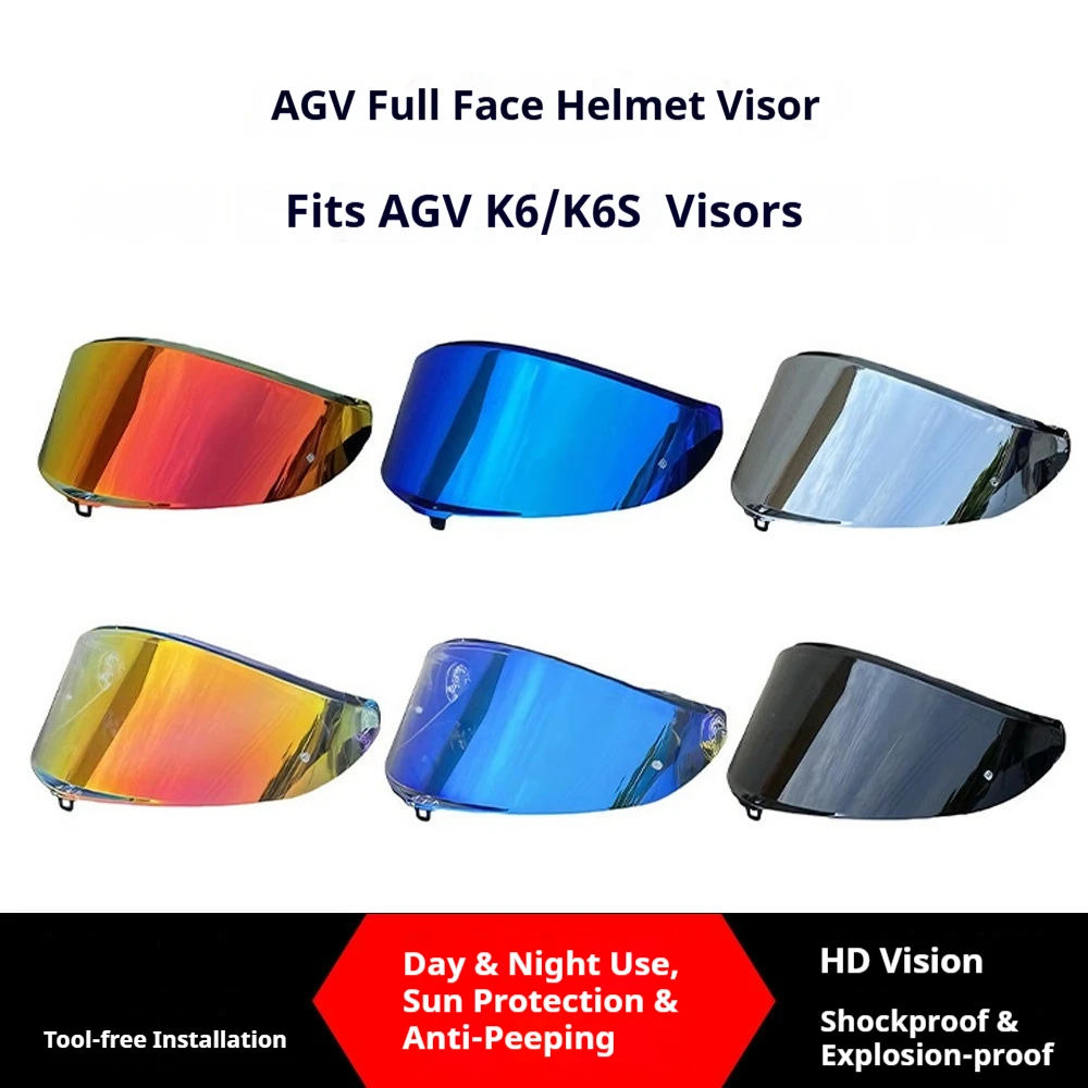 Motorcycle Helmet Visor Day Night Sun Shield Lens For AGV K6 K6S Full Helmet, Multi Colors Replacement Mod Parts