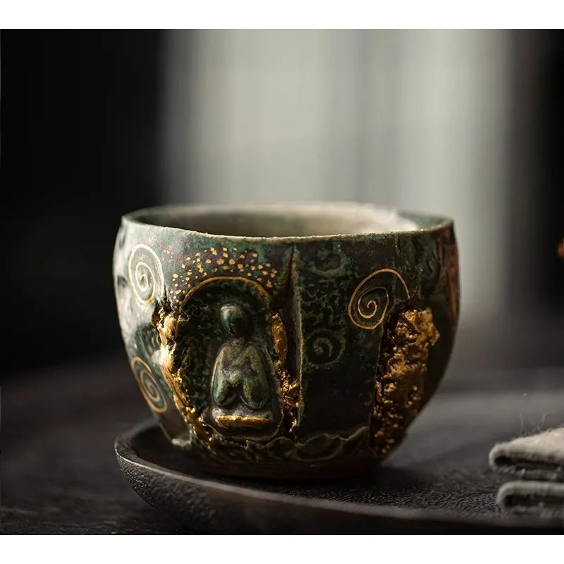 Retro handmade teacup, personal home large master cup, kung fu  set single cup teacup