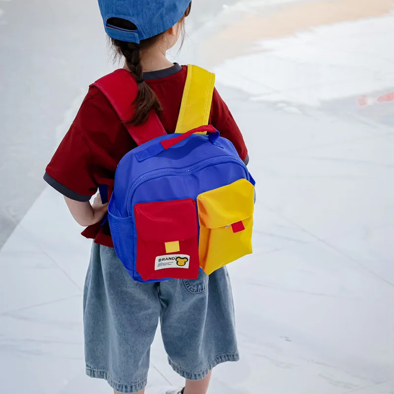 

Girls Fashion School Backpack Korea Style Contrast Color Kids School Bags Cool Boys Travel Snack Bags Kindergarten Child Bolsas