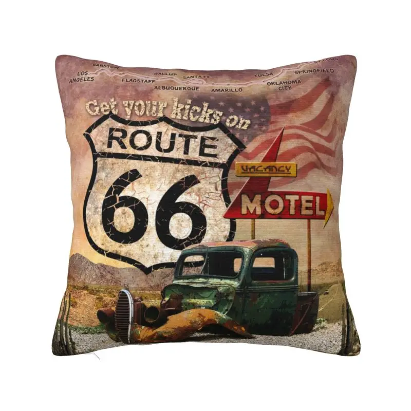 

Get Your Kicks On Route 66 Throw Pillow Covers Home Decor Cute USA Highways Road Sign Outdoor Cushions Square Pillowcase