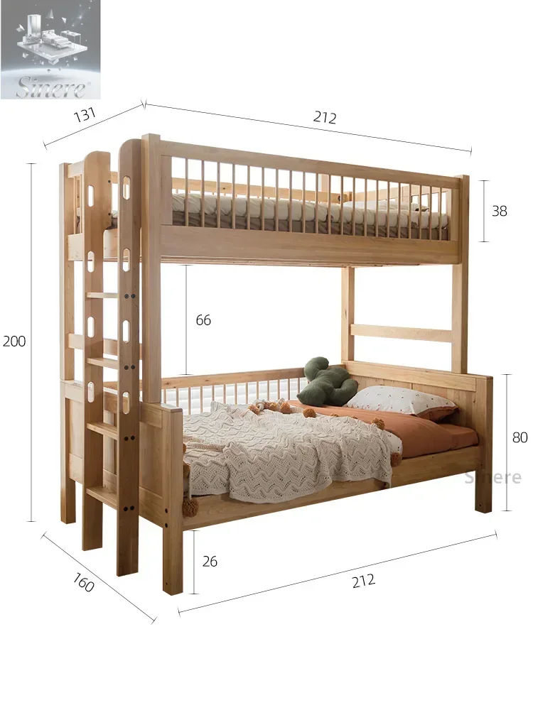 

Solid wood side ladder bunk bed high and low children's bed mother and child bed small apartment adult upper and lower bunk