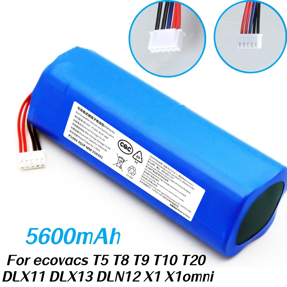 14.4V 5600mAh Rechargeable Battery For Ecovacs Deebot T5 T8 T9 T10 T20 X1 X1Omni X1turbo Sweeping Robot.