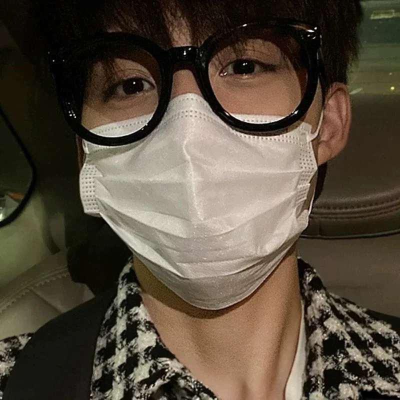 Vintage Black Frame Glasses Women Men Retro Oversized Round Optical Spectacle Plain Eyewears Anti Blue Light Reading Eyeglasses