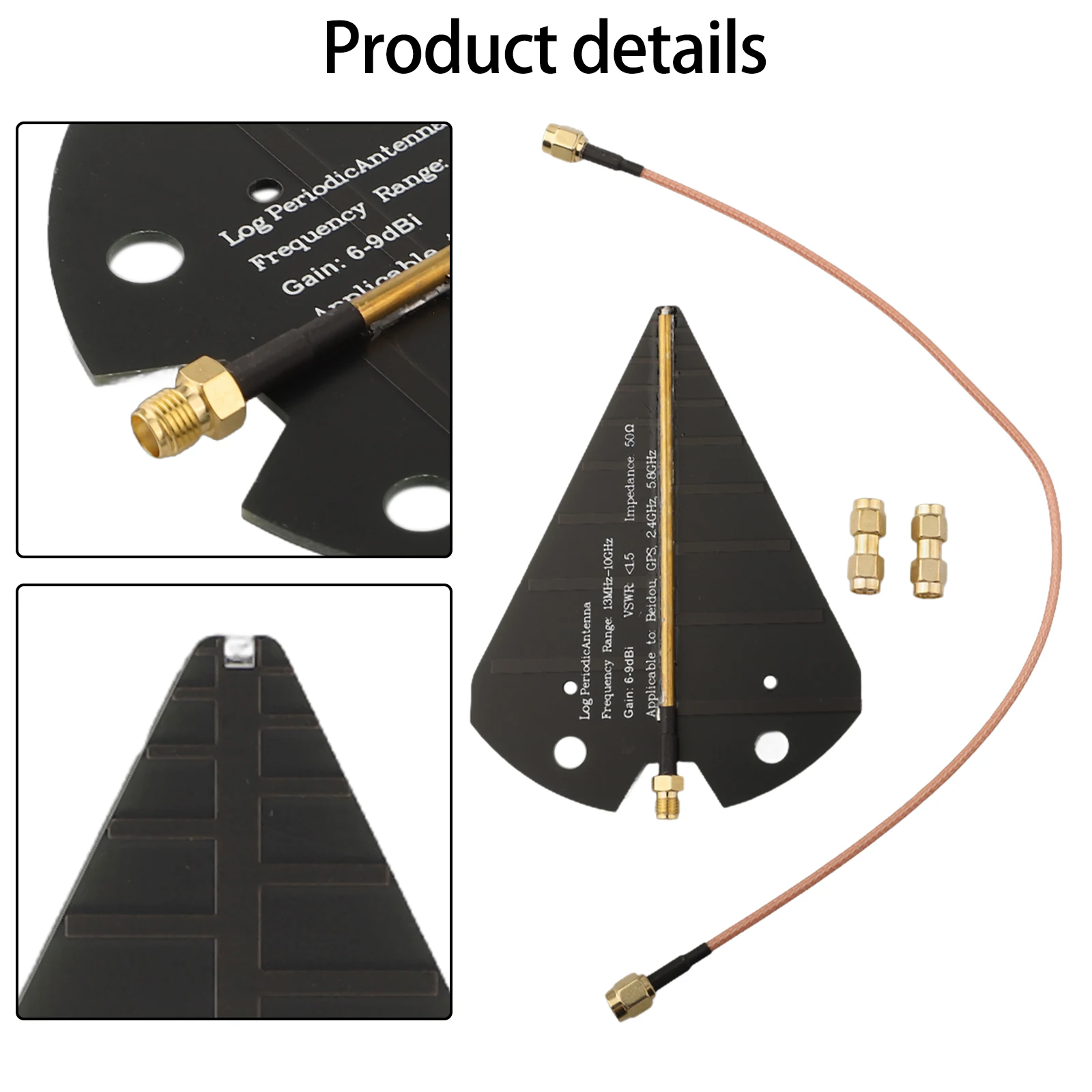 

1pc HT5 Antenna UWB Log-Periodic Antenna 1300MHz-10GHz 2.4 Ghz 5.8 Ghz Transmission 6-9dBi Directional Gain Periodic Antenna