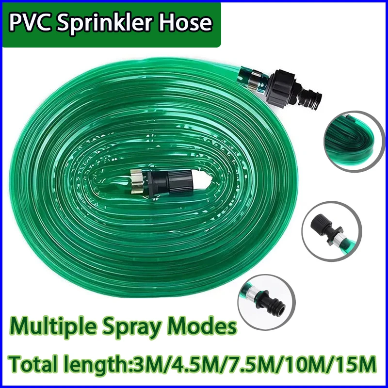 Universal PVC Sprinkler Hose, Multi‑Mode Mist Spray Tape for Lawn Garden Roof Cooling, Vegetable Plot & Trampoline Irrigation