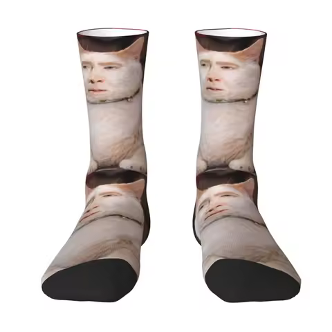 Funny Nicolas Cage Cat Meme Socks Men Women Warm 3D Printed Sports Football Socks