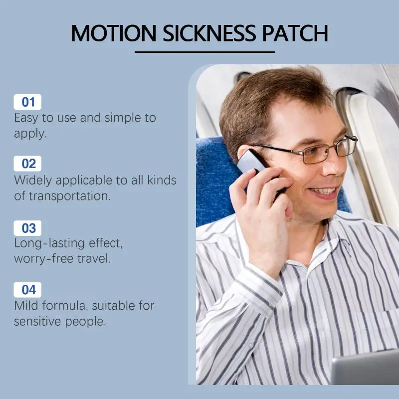 Travel Patch for Motion Sickness Relief Behind Ear Portable Anti Nausea Natural Dizziness Comfort Patch for Boats Flights Cars