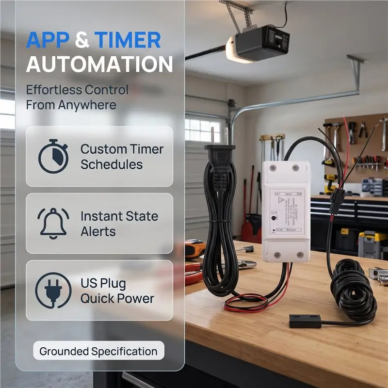 JHD Smart Wifi Garage Door Switch App Timer Control US Plug