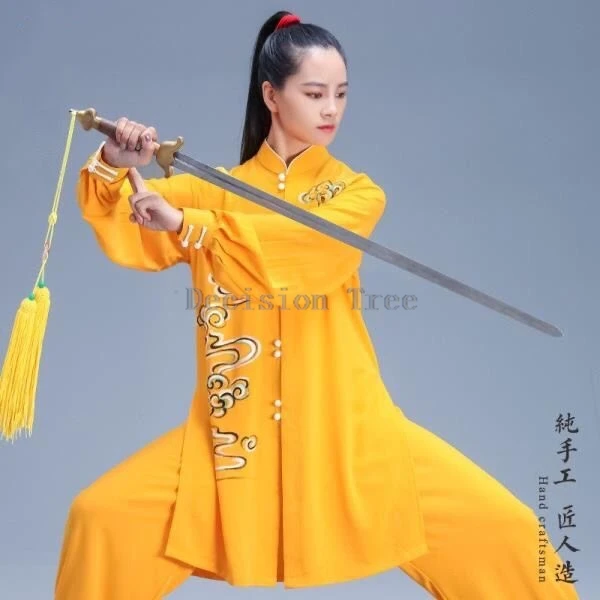 

2025 chinese characteristic auspicious clouds printed tai chi garment tai chi boxing performance costume loose casual kungfu set