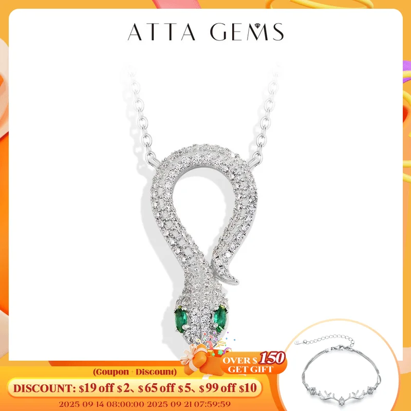 

ATTAGEMS 2024 New Moissanite Necklace for Women Original Snake Pendant S925 Sterling Silver Wedding Party Jewelry Gift With Luck