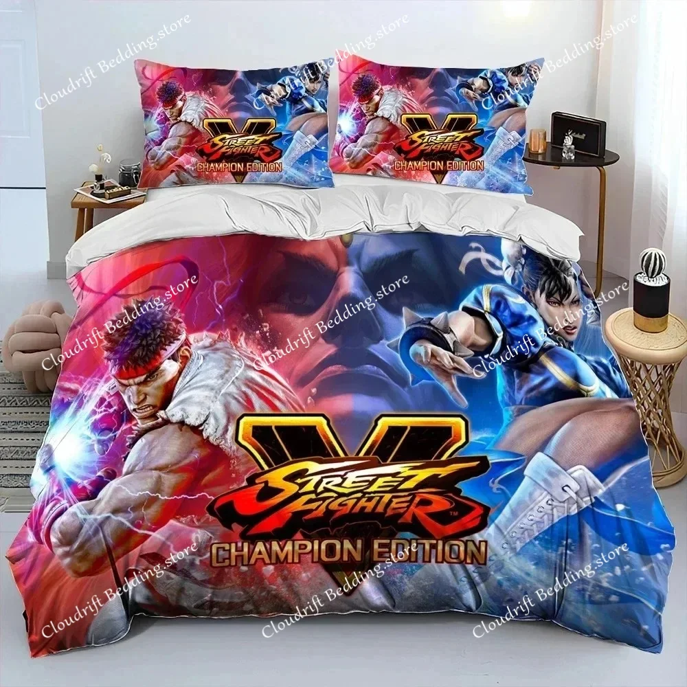

Комплект постельного белья с 3D-принтом Street Fighter в стиле ретро: пододеяльник, наволочки, одеяло, размеры King/Queen, для мальчиков и взрослых