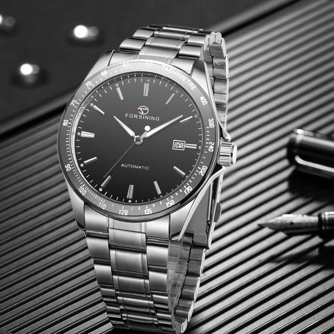 Men's Luxury Automatic Mechanical Watch - Stainless Steel Strap, Skeleton Dial, Elegant Stainless Steel Case, Perfect Gift for Him, Business Casual Style, Business Casual Watch | Men's Watches |