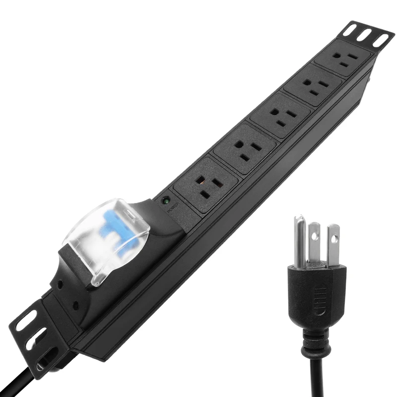 

Network Rack PDU Power Strip 3500W 5 US Socket 16A Circuit Breaker 2Meters Extension Cord Aluminium Alloy Shell