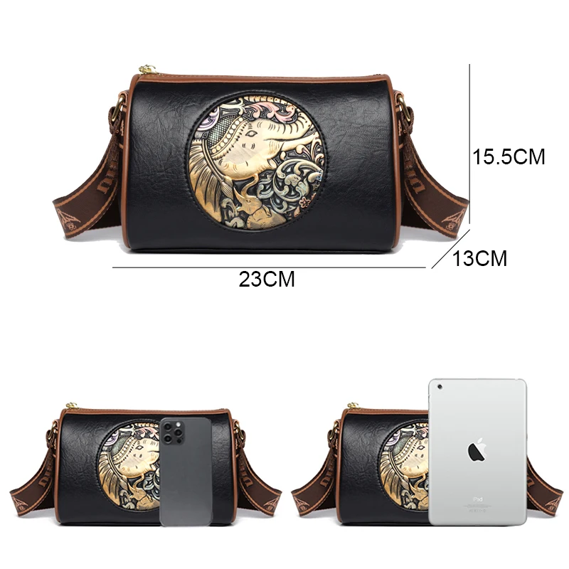 Women\'s Shoulder Bag Famous Brand Elephant Embroidered Female Messenger Bags Wallet High Quality Leather Girl Bolsas Sac A Main