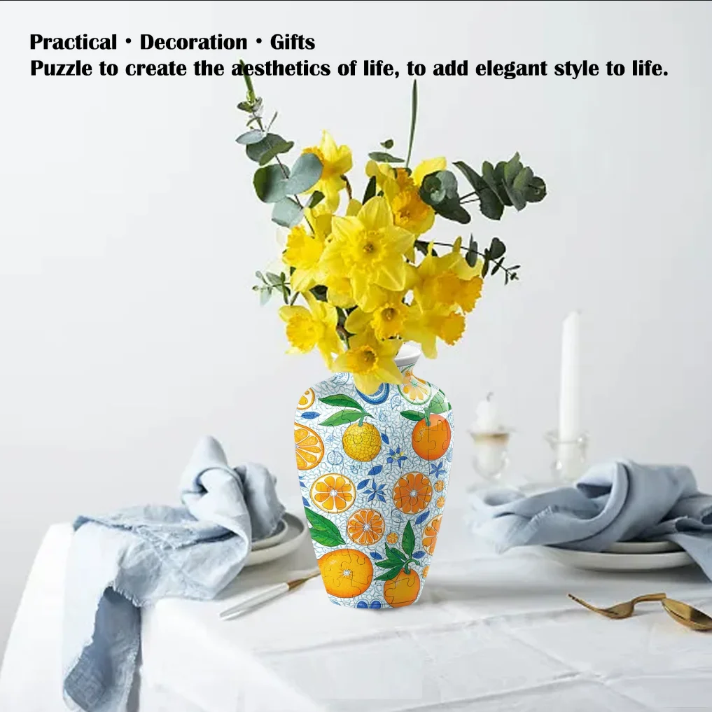 

120Curved Plastic Puzzle 3D Puzzlef Flower Vase Flower Arrangements 120Pieces 3D Art Puzzle Vase Housewarming Gift DIY Arts