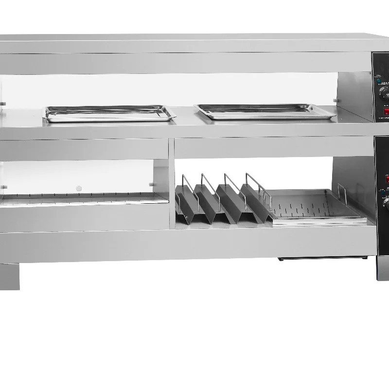 Commercial Two Tier Food Warmer with Integrated Burger Chute Stainless Steel Food Holding Cabinet for Fast Food Restaurant
