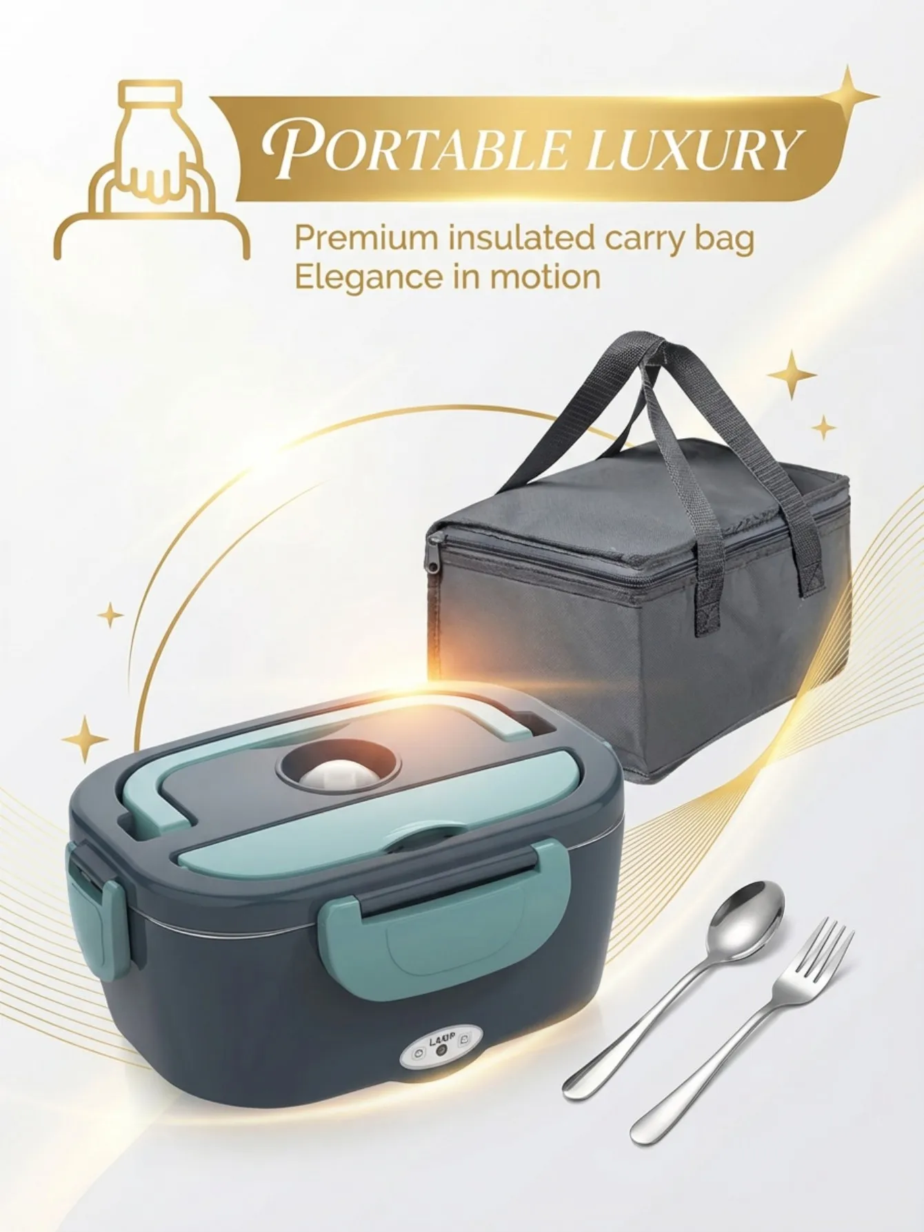 60W Electric Heated Lunch Box 1.5L 304 Stainless Steel 12V/24V Car & Home Dual Power Portable Food Warmer Leak‑Proof view 5