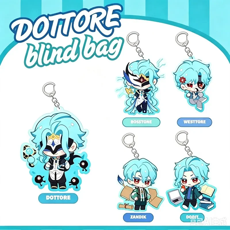 Hot Genshin Impact The Doctor Dottore Pattern Acrylic Keychain for Accessories Bag Pendant Key Chain Ring Keychain Jewelry Gifts