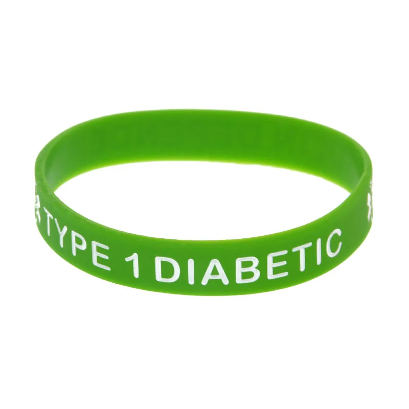50 Stück, Typ 1, Diabetiker-Armband, Silikon, zur Sensibilisierung für die Diabetesserkrankung, Gummiarmband, unisex. – Detail 4
