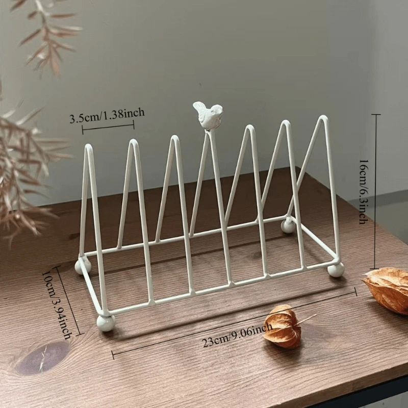 Iron Bird Kitchen Tripod CD Rack Bookshelf Magazine Rack Retro French Tray Shelf Dish Shelf Home Storage Desktop Organization