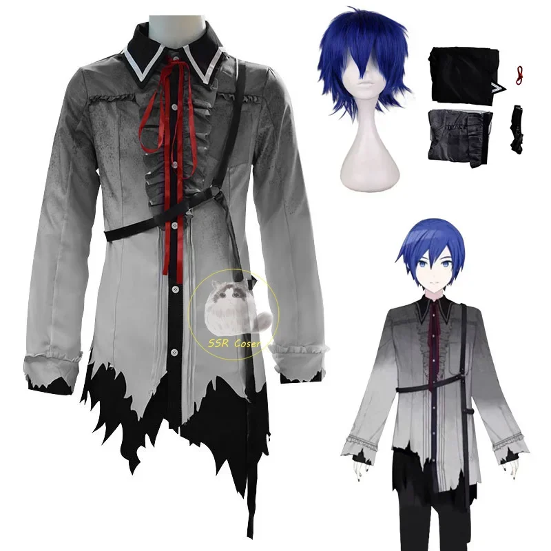 Аниме KAITO косплей костюм проект Sekai красочная сцена! Косплей Милая KAITO Униформа KAITO парик Хэллоуин фотосессия для ролевых игр