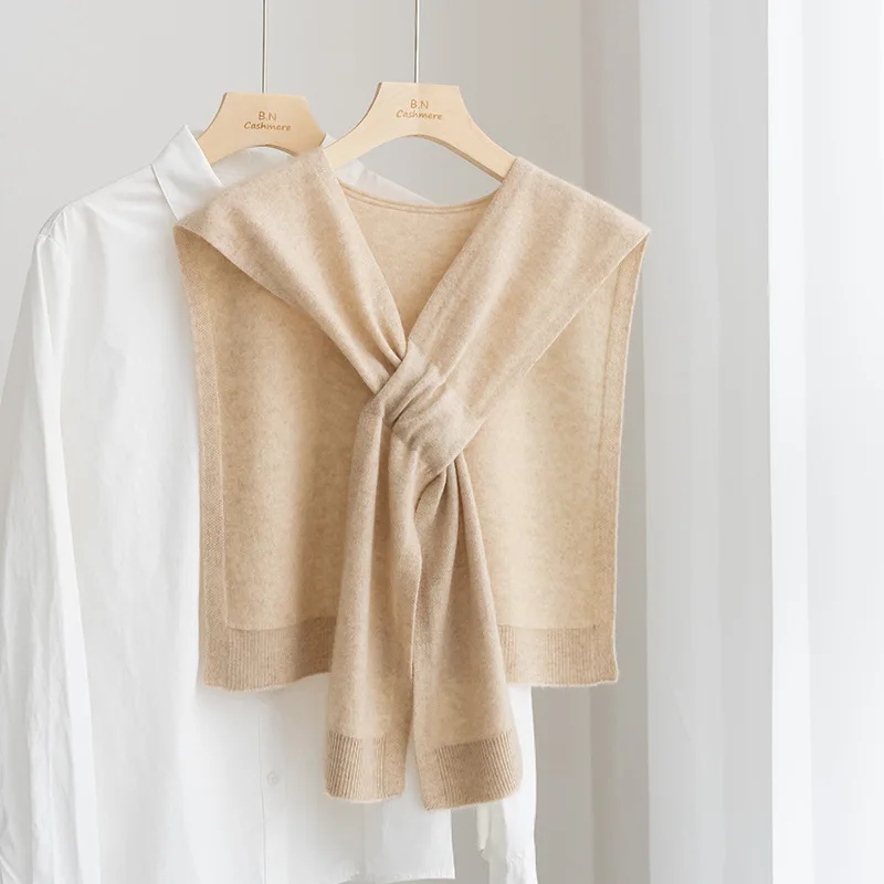 High Quality Cashmere Women\'s Shawl Spring And Autumn New Women\'s Solid Color Knitting Outdoor Guarantee High-End Cross Shoulder