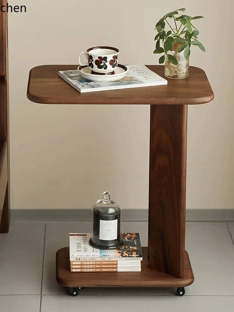 YFY  Sofa Side Table Solid Wood Movable Coffee Table Bedside Corner Table