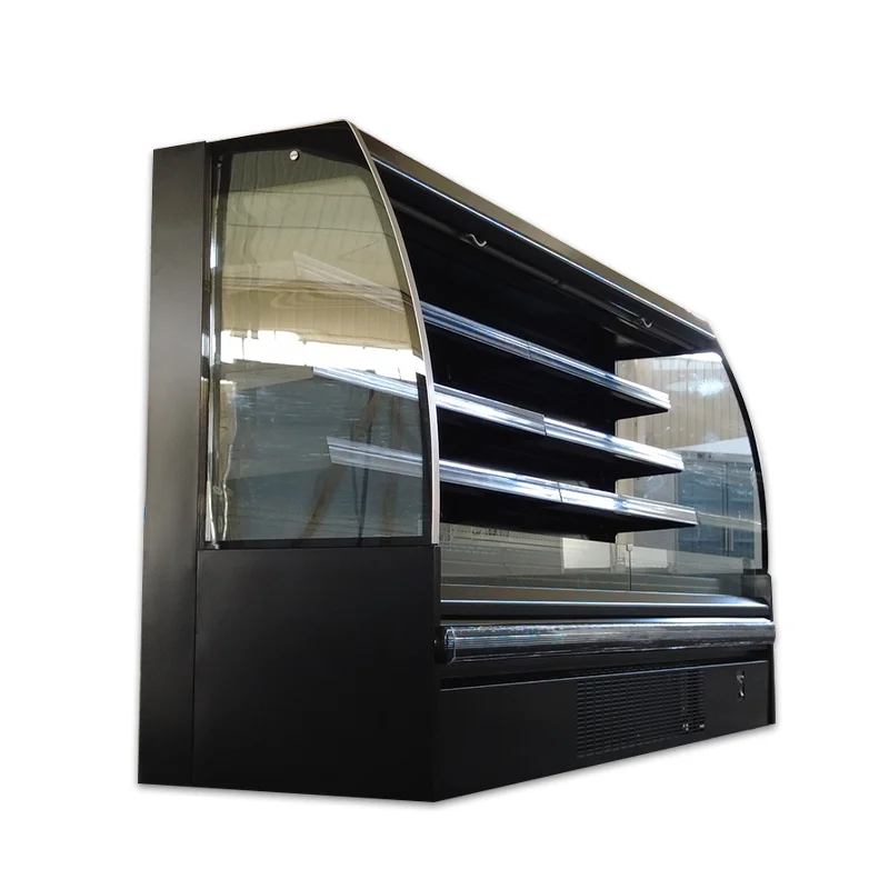 FOODLINE Customized Beverage Display Refrigerator Commercial Semi Vertical Island Chiller for Supermarket Fresh Produce Storage
