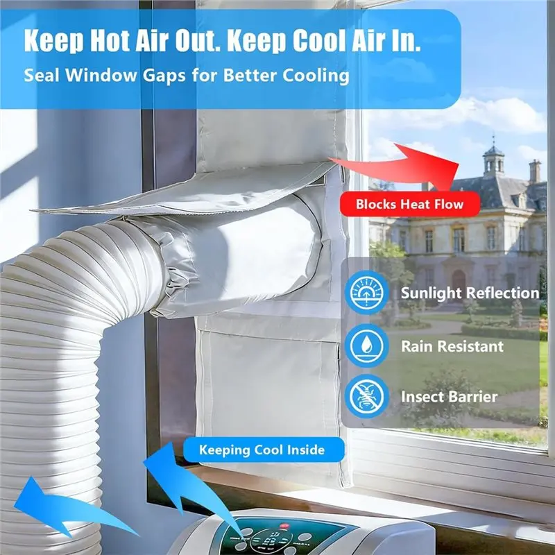 AT28-Portable AC Window Seal Kit For Sliding Windows, Dual-Hose Compatible, 11X64inch / 28X162cm