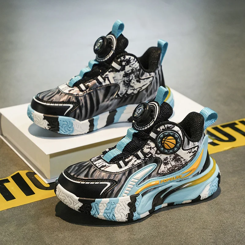 أحذية كرة السلة عالية الجودة للأولاد موضة الأزرق مقبض منصة أحذية رياضية للأطفال المدربين مريح عدم الانزلاق أحذية رياضية للأطفال