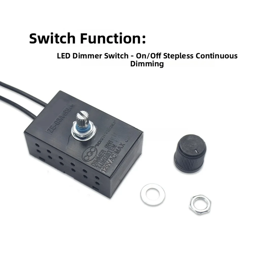 Living Room Lighting Rotary Dimmer Switch 300W Dimmer On Off Function Audible Click Clockwise To Brighten For Halogen