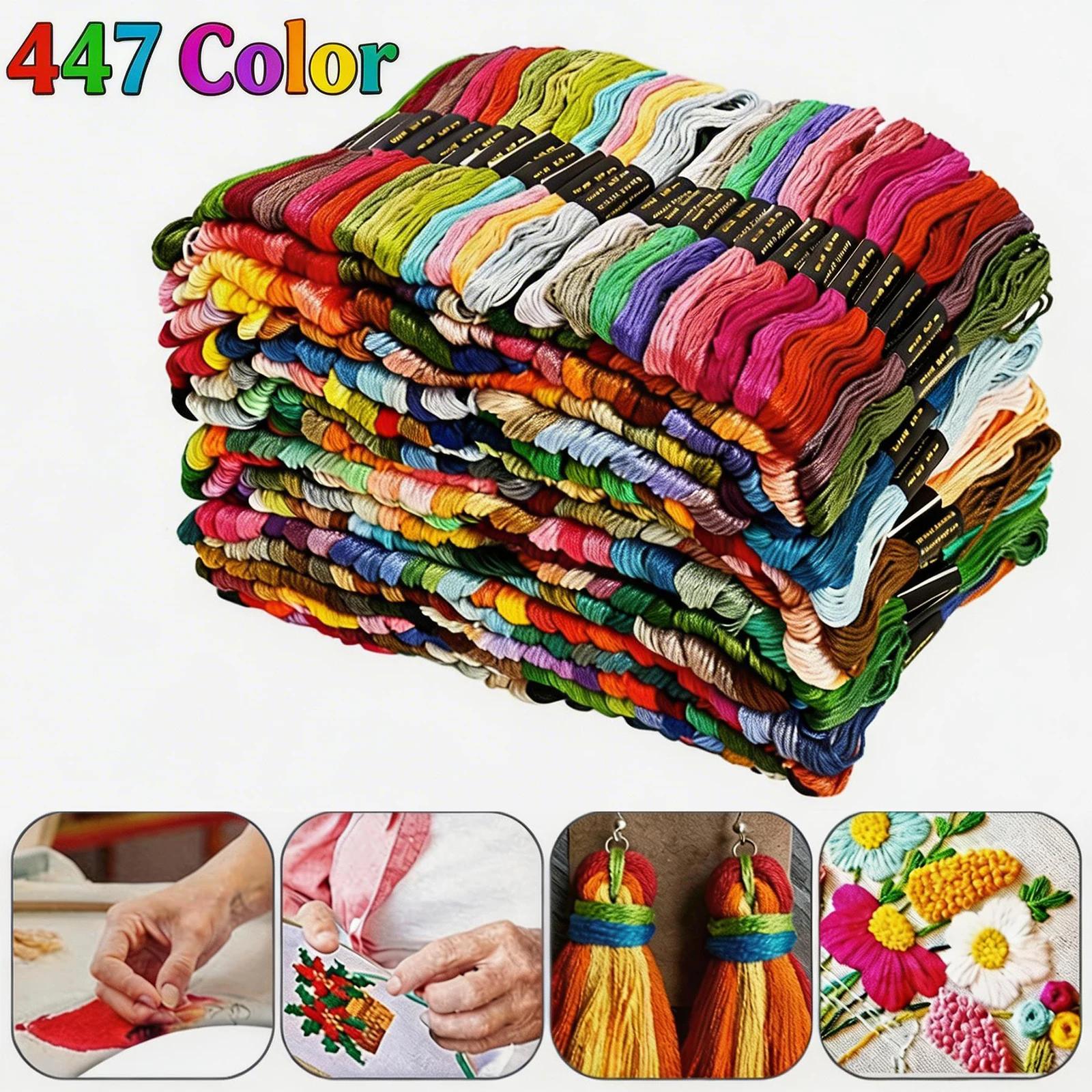 

447 Color Cross Stitch Threads Cotton Rainbow Embroidery Floss Color Palettes Bracelets Floss 8M DIY Thread Crafts