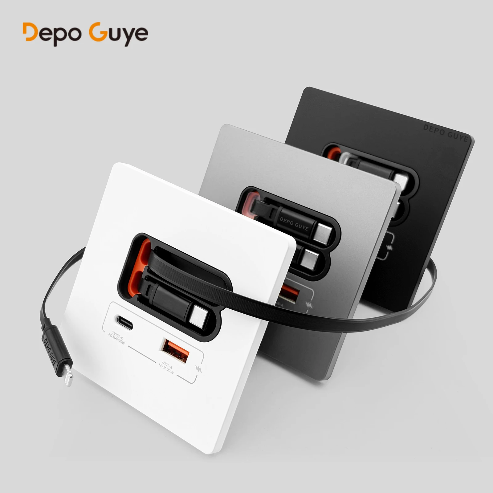 Panneau de prise murale intelligent USB C universel ue 20W, double Ports de Charge rapide de Type C, prise de Charge pour téléphone portable