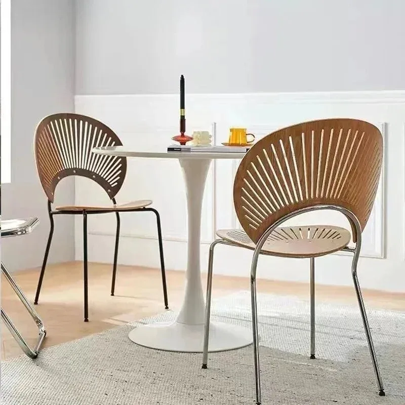 Dining Chair Nordic Solid Wood Shell Comfortable Padded Backrest French Retro Minimalist Vanity Chair Kitchen Living Room Chaise