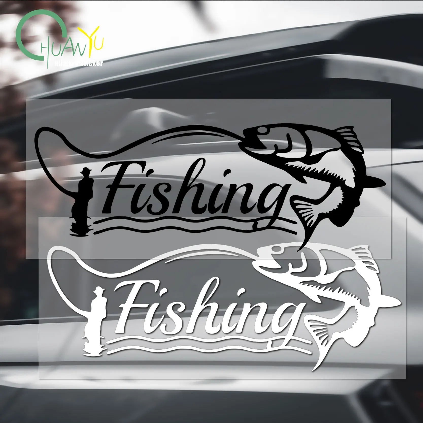 Fishing car sticker, car window sticker, personalized creative fishing box sticker, waterproof decoration sticker