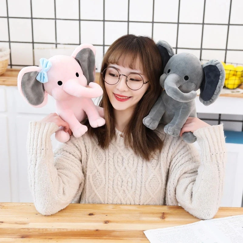 Elephant Plush Toys Baby Room Decorative Stuffed Dolls for Slepping 25cm Kawaii Animal Child Kids Plushiies Toy Pink Grey Doll