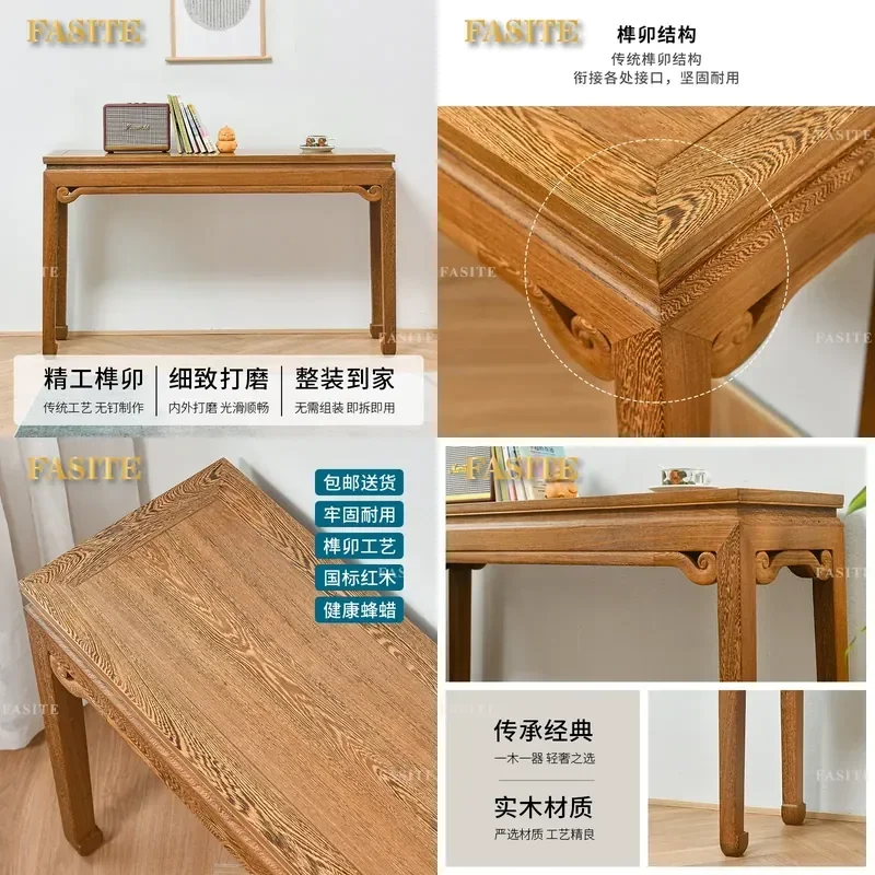 For Mahogany Chicken Wing Wood Solid Wood Chinese Simple Flat Head Incense Table Altar Offering Case Strip Porch Table