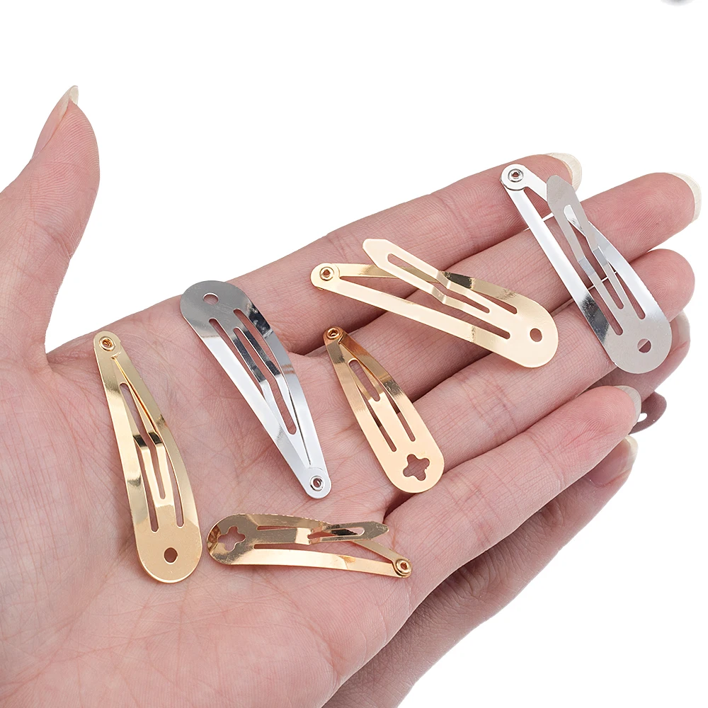 50PCS 20PCS Metal Hair Clips Snap 4cm 5cm Alligator Hairpins Base with Hole for DIY Hair Jewelry Making Bow Hairgrip Setting