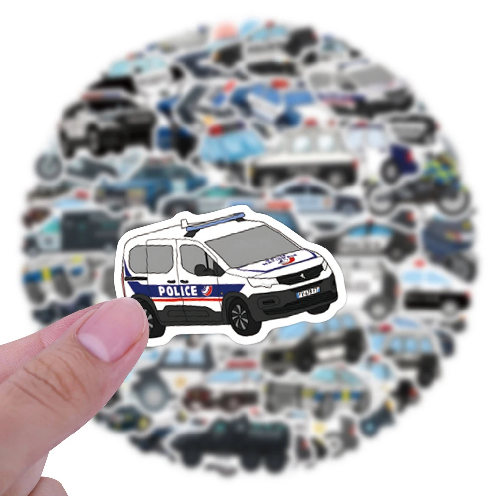 

10/30/60pcs Cartoon Police Stickers Toy Car Decals for Skateboard Luggage Laptop Guitar Waterproof Graffiti Sticker Kid DIY Toys