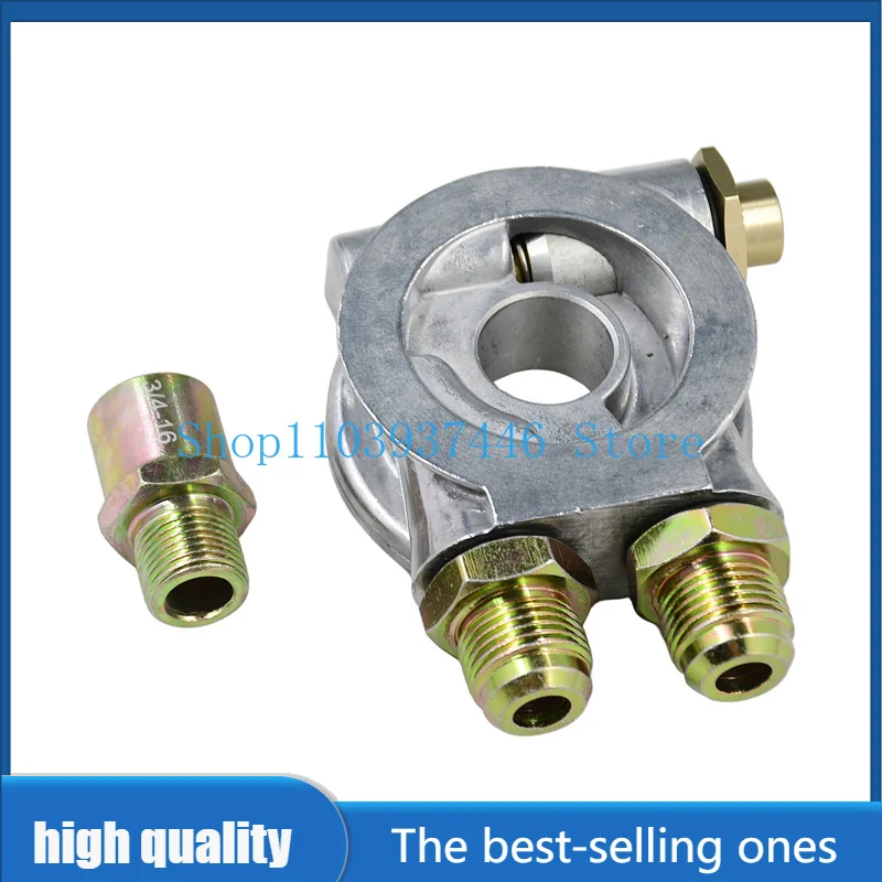 3/4” Oil Cooler Filter Sandwich Thread Plate Thermostat Adapter Set Compatible with Thread 16-UNF AN10