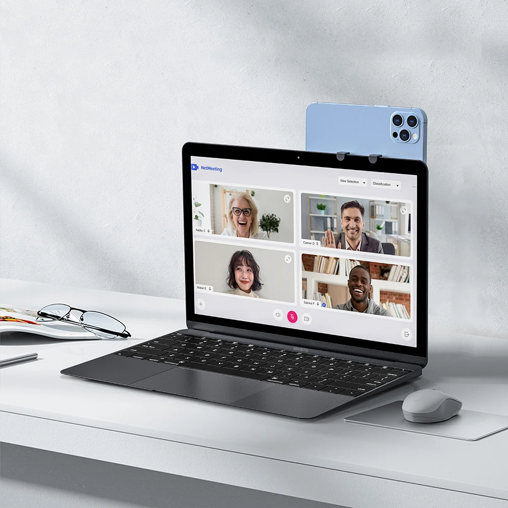 Soporte de cámara de continuidad portátil, soporte de montaje de cámara de acero inoxidable, escritorio extraíble para MacBook/iPhone 14 13 12 para iOS 16,0