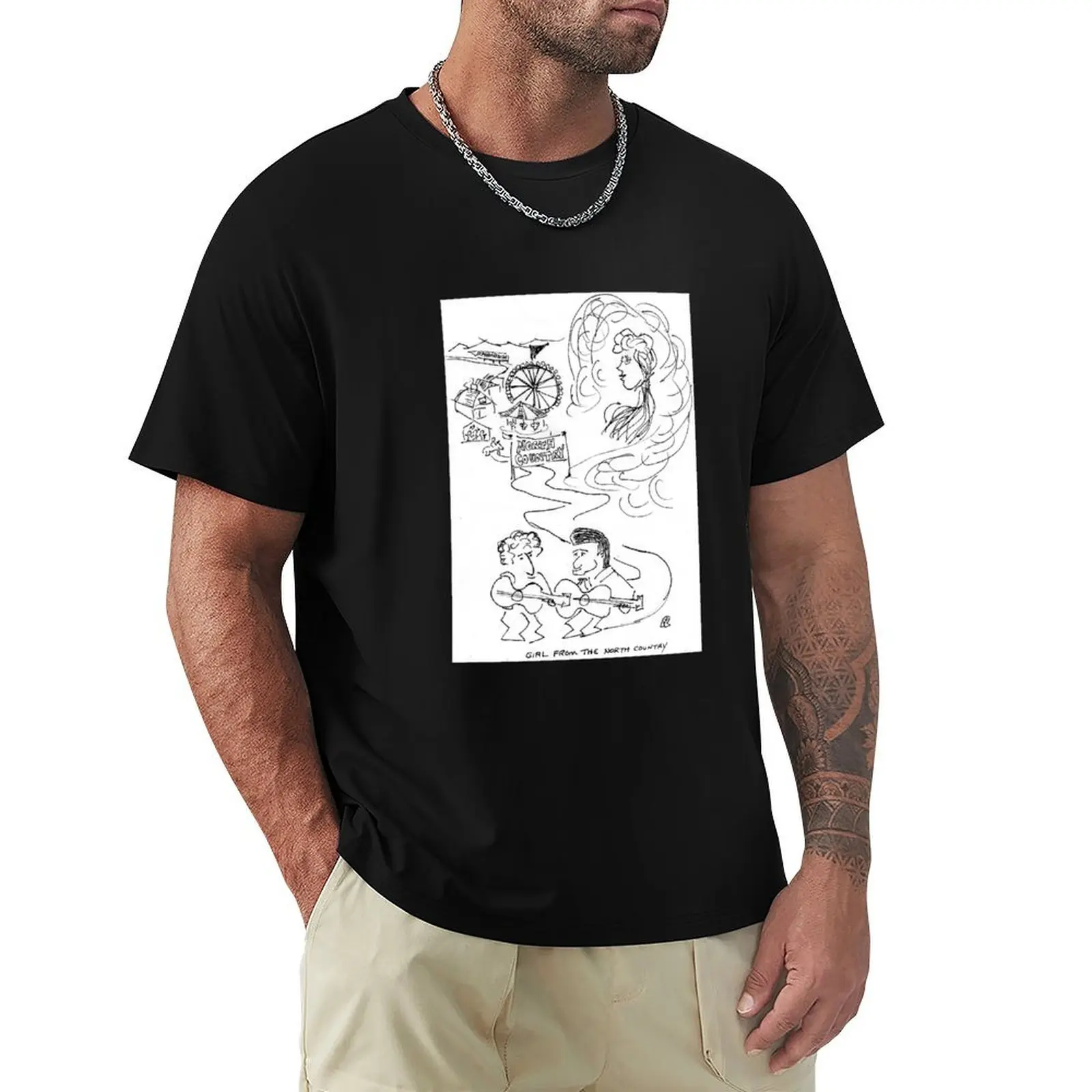 Футболка Song Cartoon - Girl From the North Country, быстросохнущая синяя арховая модная рубашка, футболка для мужчин