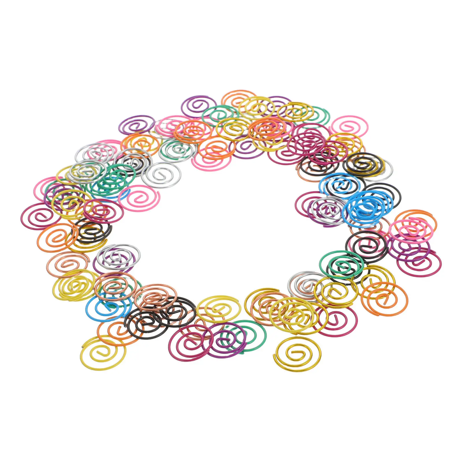 100Pcs Metal Circle Paperclip Circle Paper Clip Circular Fancy Clips Paperclips For Colorful Spiral Clip Bookmark (Random color)
