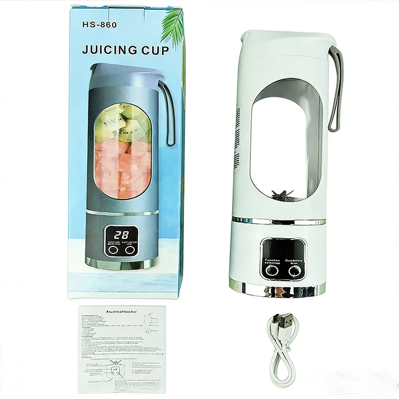 

Портативная соковыжималка с питанием от мини-USB, малошумная жевательная соковыжималка с лезвиями из нержавеющей стали, подходит для автомобиля, автофургона и домашнего использования.