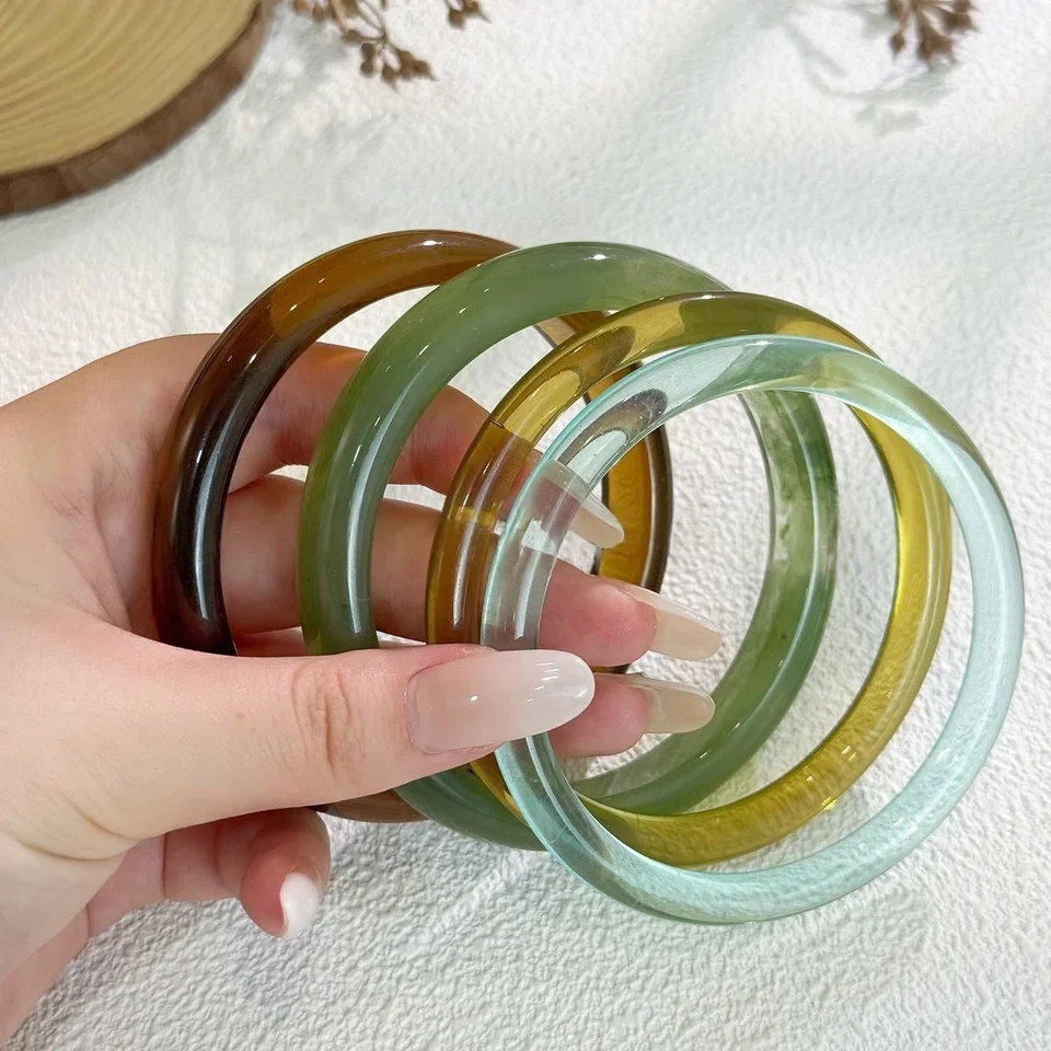 4 Pcs New Vintage Resin Acrylic Bangle Set for Women Simple Korean Texture Charms Cuff Bangles Bracelets Designer Jewelry Gifts